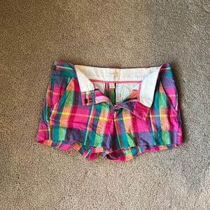 J Crew Pink Plaid Shorts Size 4